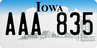 IA license plate AAA835