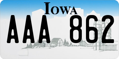 IA license plate AAA862