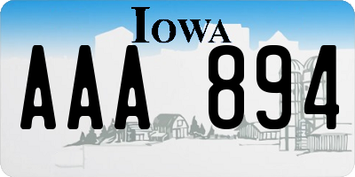 IA license plate AAA894