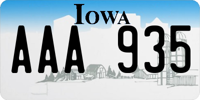 IA license plate AAA935