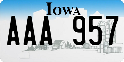 IA license plate AAA957