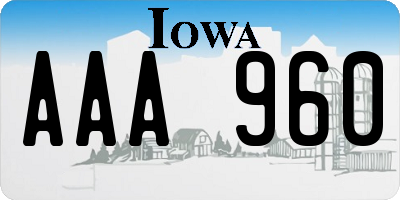 IA license plate AAA960