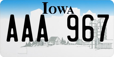 IA license plate AAA967
