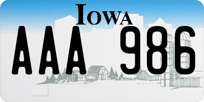 IA license plate AAA986