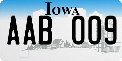 IA license plate AAB009