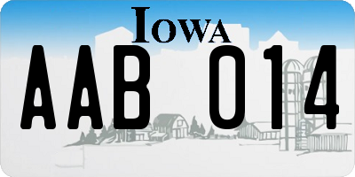 IA license plate AAB014