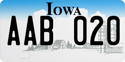 IA license plate AAB020