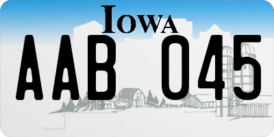 IA license plate AAB045