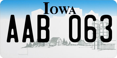 IA license plate AAB063