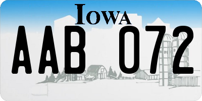 IA license plate AAB072