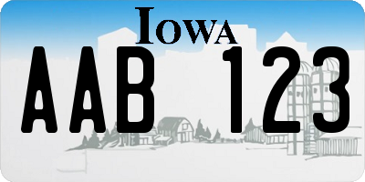 IA license plate AAB123