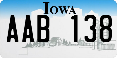 IA license plate AAB138