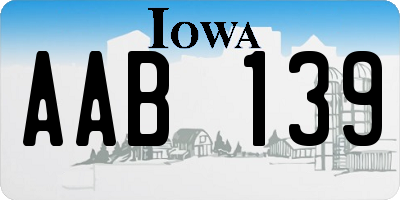 IA license plate AAB139