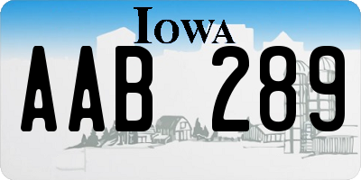 IA license plate AAB289