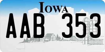 IA license plate AAB353
