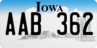 IA license plate AAB362