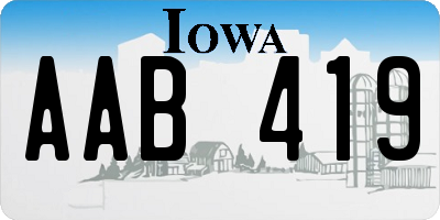 IA license plate AAB419
