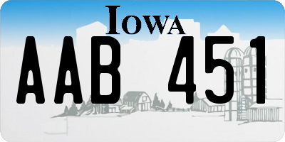 IA license plate AAB451