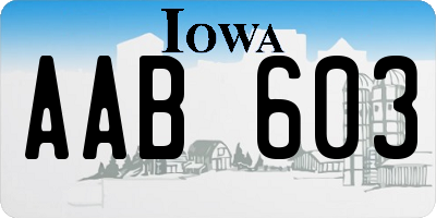 IA license plate AAB603