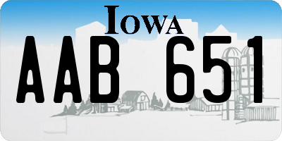 IA license plate AAB651