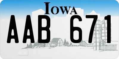 IA license plate AAB671