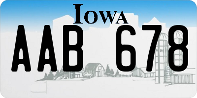 IA license plate AAB678