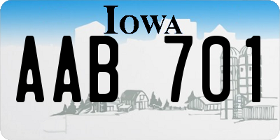 IA license plate AAB701
