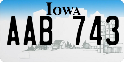 IA license plate AAB743