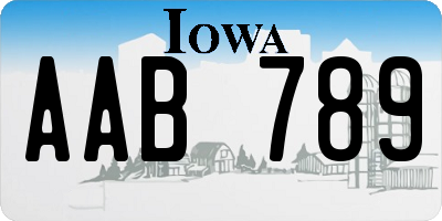IA license plate AAB789