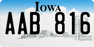 IA license plate AAB816