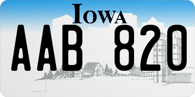 IA license plate AAB820