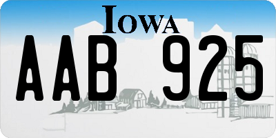 IA license plate AAB925