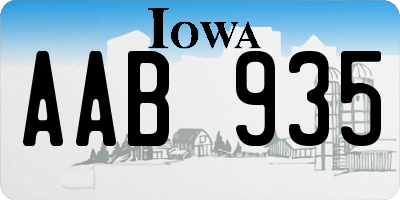 IA license plate AAB935