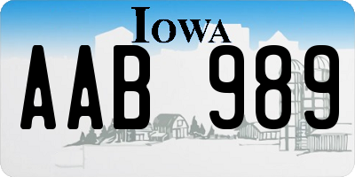IA license plate AAB989