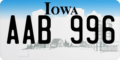 IA license plate AAB996