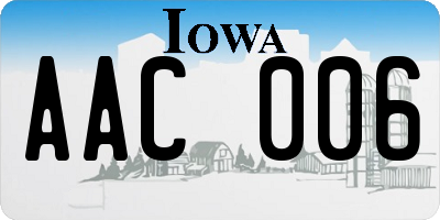 IA license plate AAC006