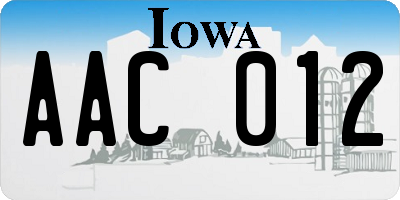 IA license plate AAC012
