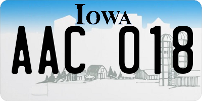IA license plate AAC018