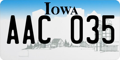 IA license plate AAC035