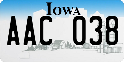 IA license plate AAC038