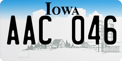 IA license plate AAC046