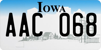 IA license plate AAC068