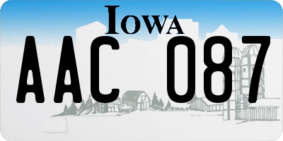 IA license plate AAC087