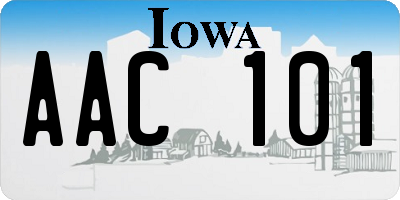 IA license plate AAC101