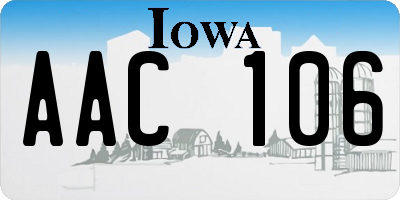 IA license plate AAC106