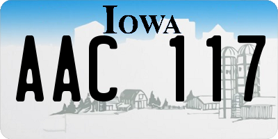 IA license plate AAC117