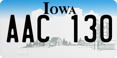 IA license plate AAC130