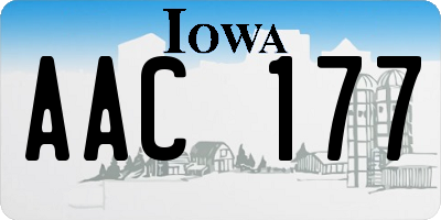 IA license plate AAC177