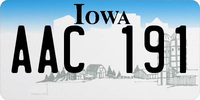 IA license plate AAC191