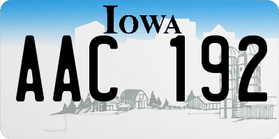 IA license plate AAC192